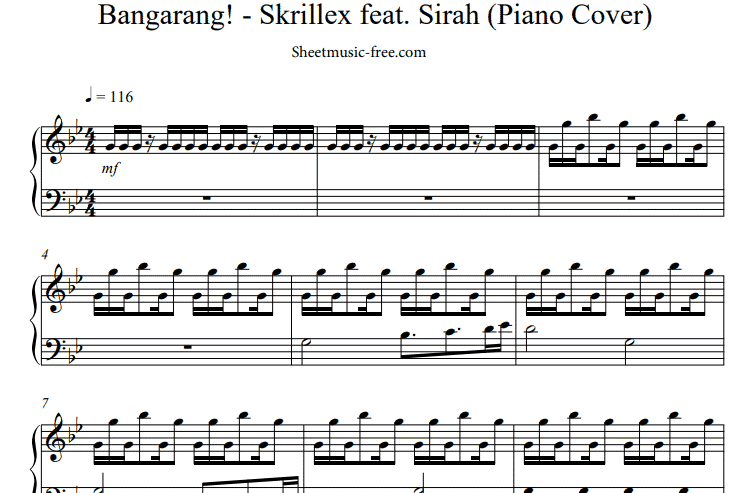 Skrillex-Bangarang Free Sheet Music PDF for Piano