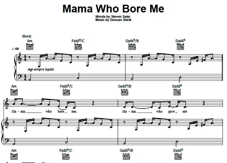Spring Awakening-Mama Who Bore Me Free Sheet Music PDF for Piano 1 Spring Awakening-Mama Who Bore Me Free Sheet Music PDF for Piano