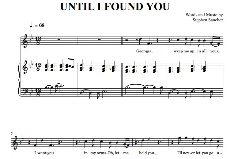 Stephen Sanchez-Until I Found You Free Sheet Music PDF for Piano 5 Stephen Sanchez-Until I Found You Free Sheet Music PDF for Piano
