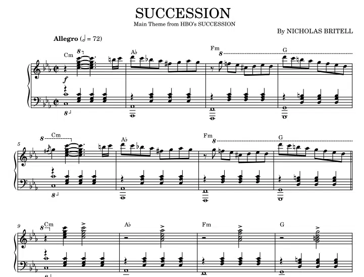 Succession-Succession Free Sheet Music PDF for Piano