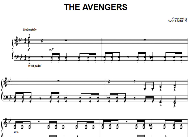 The Avengers-The Avengers Free Sheet Music PDF for Piano