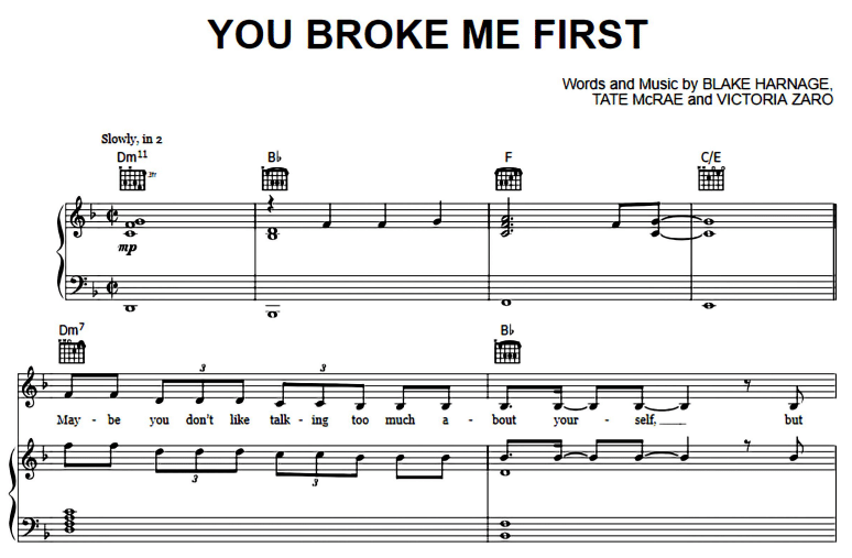 Tate McRae-You Broke Me First Free Sheet Music PDF for Piano 1 Tate McRae-You Broke Me First Free Sheet Music PDF for Piano