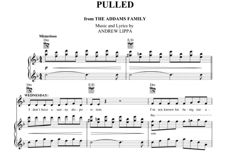 The Addams Family-Pulled Free Sheet Music PDF for Piano
