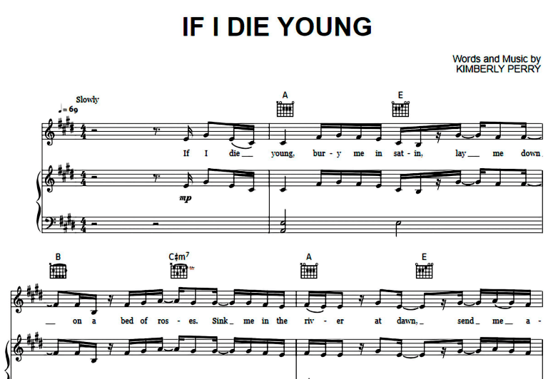 The Band Perry-If I Die Young Free Sheet Music PDF for Piano 1 The Band Perry-If I Die Young Free Sheet Music PDF for Piano
