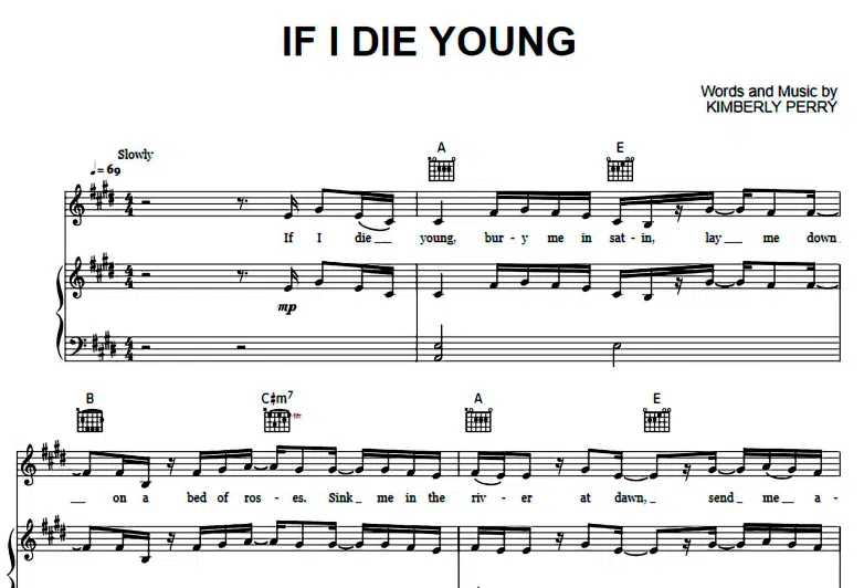 The Band Perry-If I Die Young Free Sheet Music PDF for Piano 1 The Band Perry-If I Die Young Free Sheet Music PDF for Piano