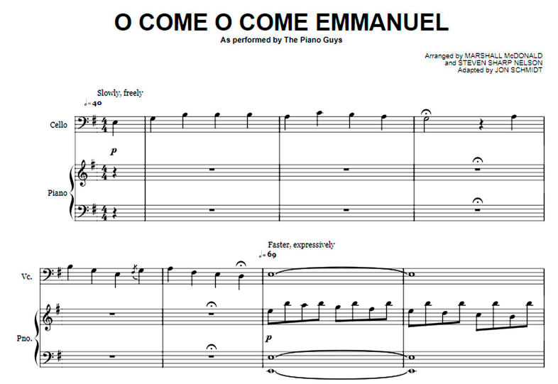 The Piano Guys-O Come O Come Emmanuel Free Sheet Music PDF for Piano