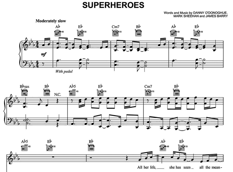The Script-Superheroes Free Sheet Music PDF for Piano