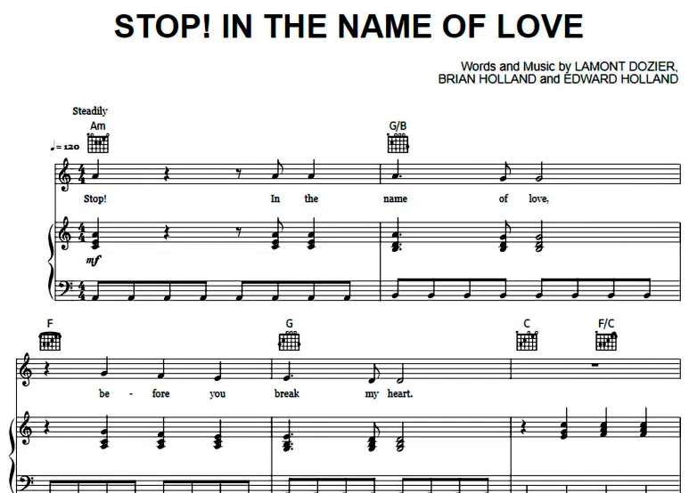 The Supremes-Stop In The Name of Love Free Sheet Music PDF for Piano 1 The Supremes-Stop In The Name of Love Free Sheet Music PDF for Piano