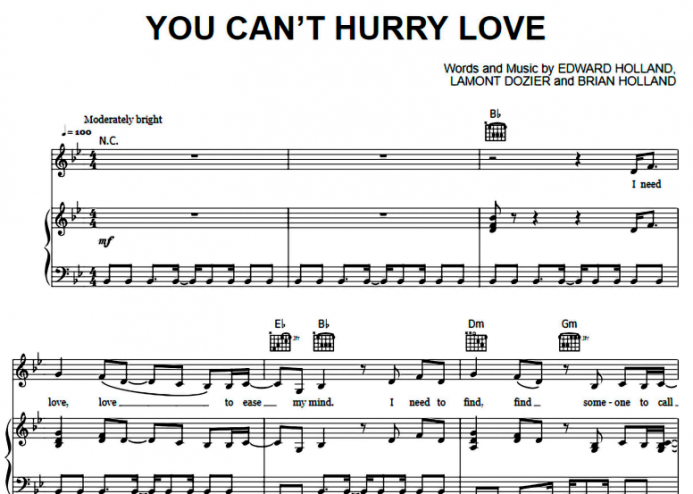 The Supremes-You Can’t Hurry Love Free Sheet Music PDF for Piano | The
