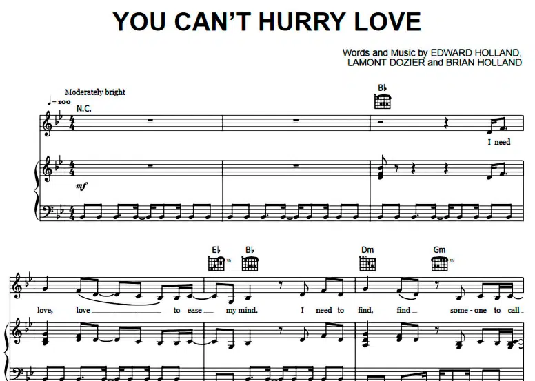The Supremes-You Can’t Hurry Love Free Sheet Music PDF for Piano 1 The Supremes-You Can’t Hurry Love Free Sheet Music PDF for Piano