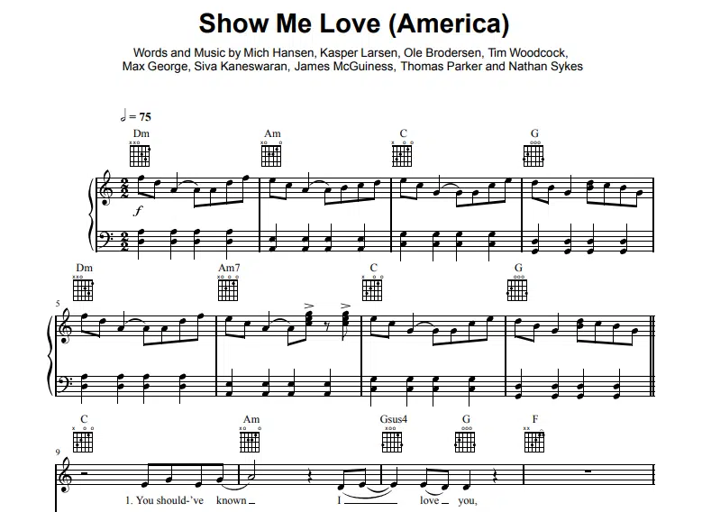 The Wanted-Show Me Love America Free Sheet Music PDF for Piano