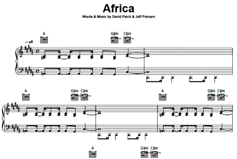 Toto-Africa Free Sheet Music PDF for Piano 1 Toto-Africa Free Sheet Music PDF for Piano
