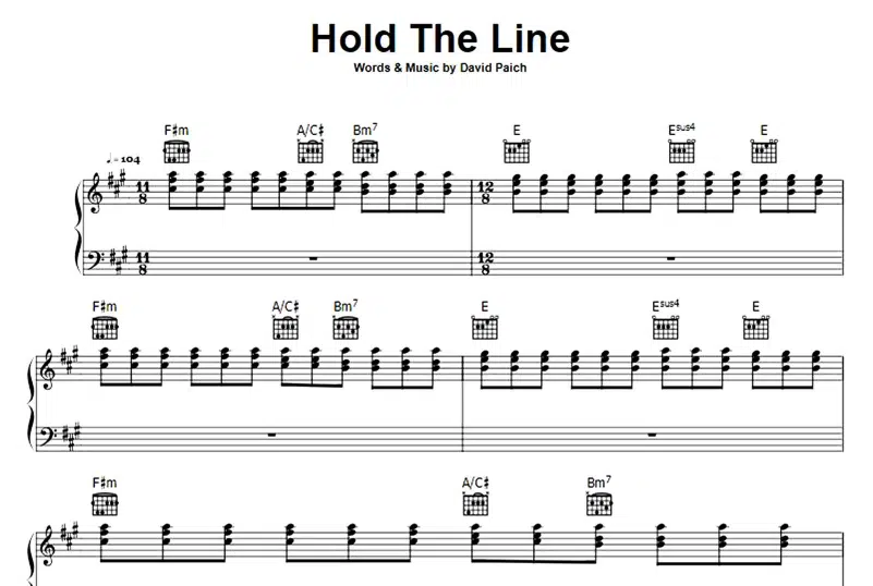 Toto-Hold The Line Free Sheet Music PDF for Piano