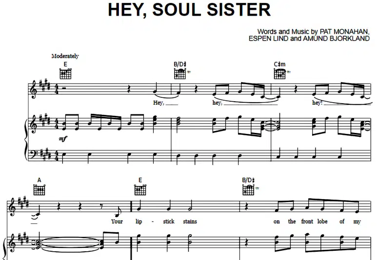 Train-Hey Soul Sister Free Sheet Music PDF for Piano