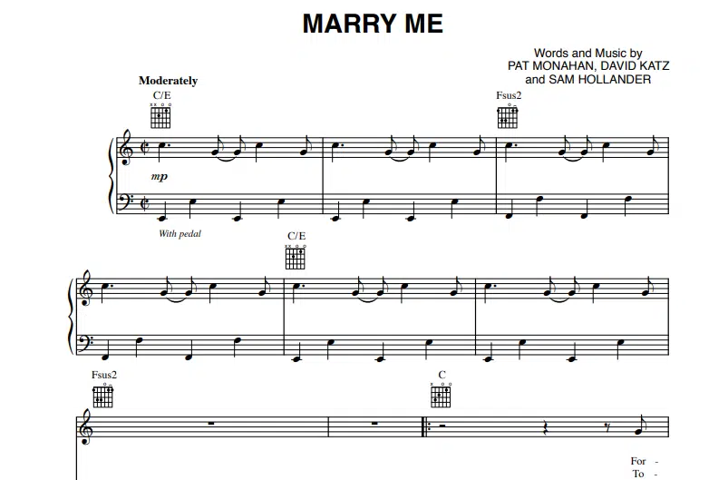 Train-Marry Me Free Sheet Music PDF for Piano