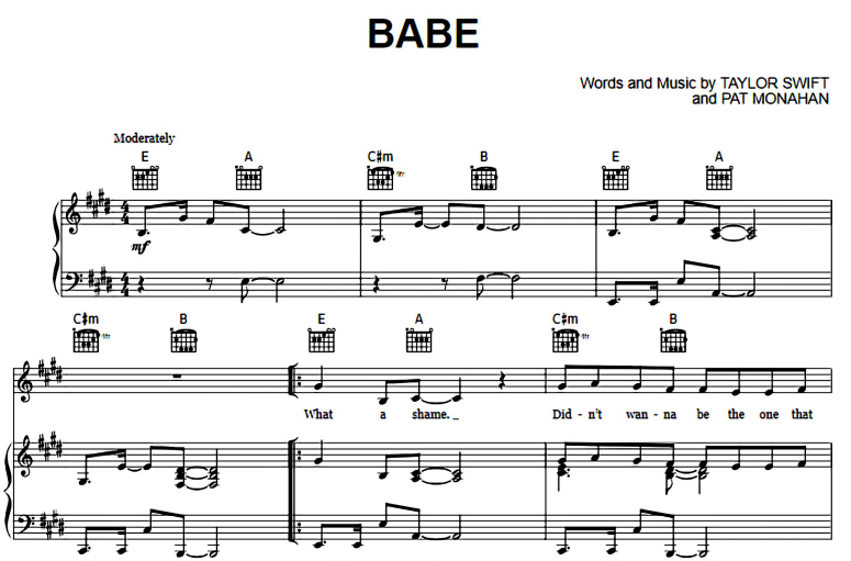 Taylor Swift-Babe Free Sheet Music PDF for Piano 1 Taylor Swift-Babe Free Sheet Music PDF for Piano
