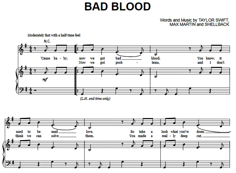 Taylor Swift-Bad Blood Free Sheet Music PDF for Piano 7 Taylor Swift-Bad Blood Free Sheet Music PDF for Piano