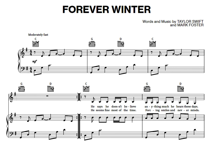 Taylor Swift-Forever Winter Free Sheet Music PDF for Piano 7 Taylor Swift-Forever Winter Free Sheet Music PDF for Piano