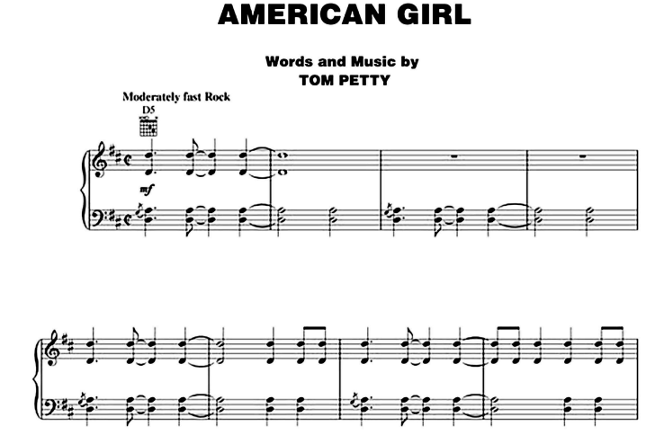 Tom Petty-American Girl Free Sheet Music PDF for Piano