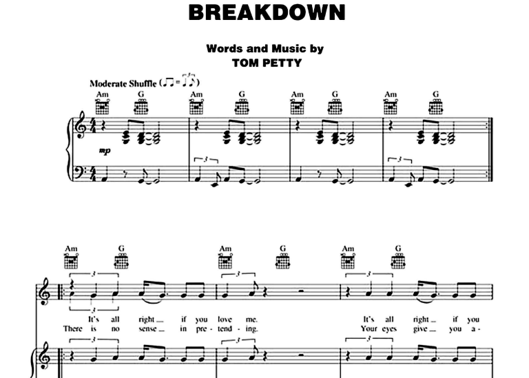 Tom Petty-Breakdown Free Sheet Music PDF for Piano 1 Tom Petty-Breakdown Free Sheet Music PDF for Piano