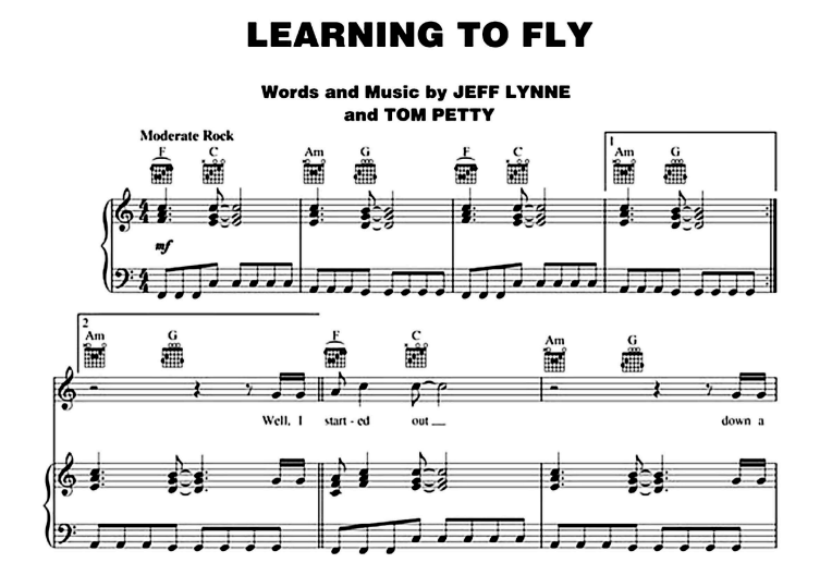 Tom Petty-Learning To Fly Free Sheet Music PDF for Piano