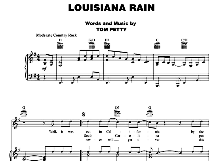 Tom Petty-Louisiana Rain Free Sheet Music PDF for Piano 7 Tom Petty-Louisiana Rain Free Sheet Music PDF for Piano