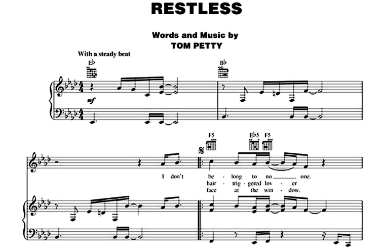 Tom Petty-Restless Free Sheet Music PDF for Piano 1 Tom Petty-Restless Free Sheet Music PDF for Piano