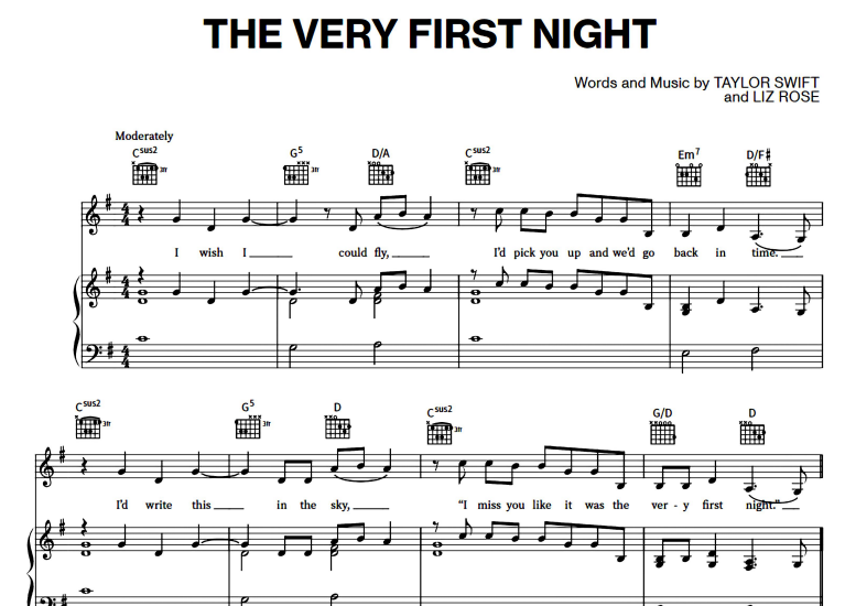 Taylor Swift-The Very First Night Free Sheet Music PDF for Piano