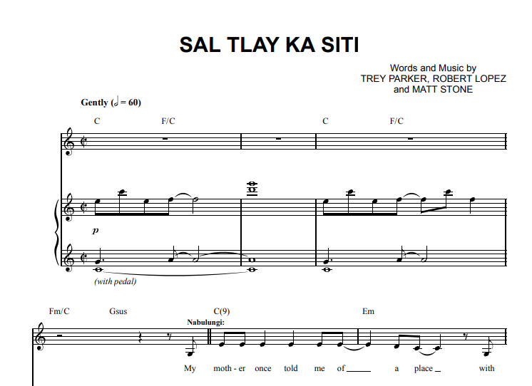 The Book Of Mormon-Sal Tlay Ka Siti Free Sheet Music PDF for Piano 1 The Book Of Mormon-Sal Tlay Ka Siti Free Sheet Music PDF for Piano