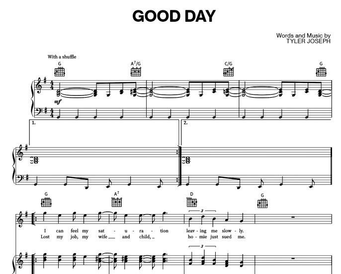 Twenty One Pilots-Good Day Free Sheet Music PDF for Piano 7 Twenty One Pilots-Good Day Free Sheet Music PDF for Piano