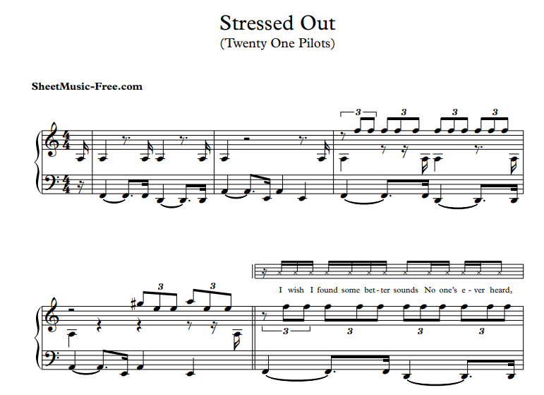 Twenty One Pilots-Stressed Out Free Sheet Music PDF for Piano