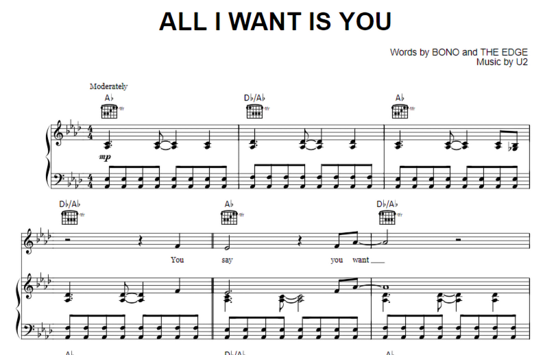 U2-All I Want Is You Free Sheet Music PDF for Piano 1 U2-All I Want Is You Free Sheet Music PDF for Piano