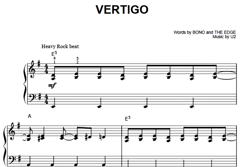 U2-Vertigo Free Sheet Music PDF for Piano 1 U2-Vertigo Free Sheet Music PDF for Piano