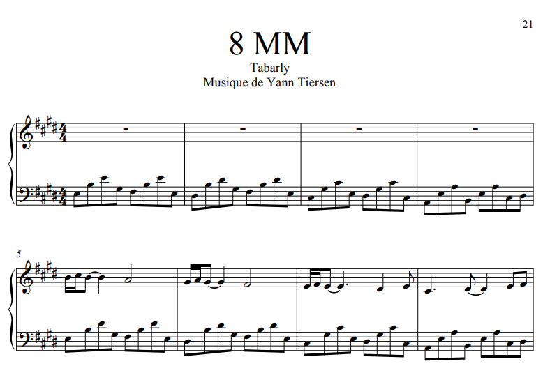Yann Tiersen-8 MM Free Sheet Music PDF for Piano 1 Yann Tiersen-8 MM Free Sheet Music PDF for Piano