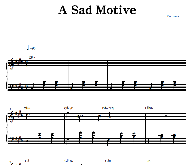 Yiruma-A Sad Motive Free Sheet Music PDF for Piano