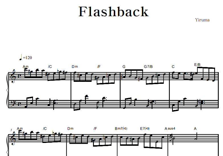 Yiruma-Flashback Free Sheet Music PDF for Piano