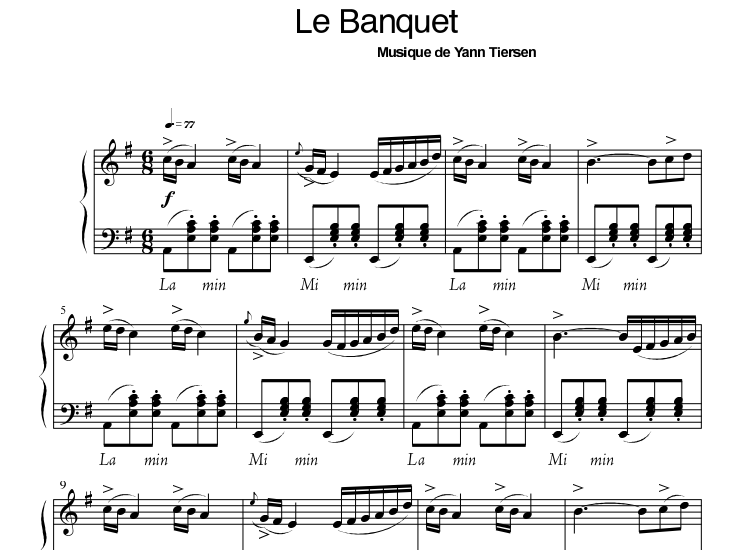 Yann Tiersen-Le Banquet Free Sheet Music PDF for Piano 1 Yann Tiersen-Le Banquet Free Sheet Music PDF for Piano