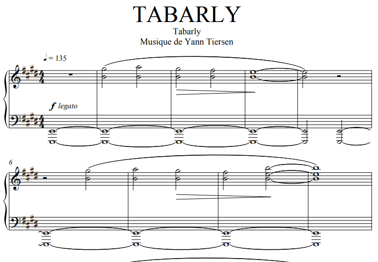 Yann Tiersen-Tabarly Free Sheet Music PDF for Piano