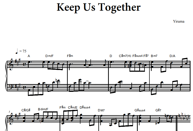 Yiruma-Keep Us Together Free Sheet Music PDF for Piano