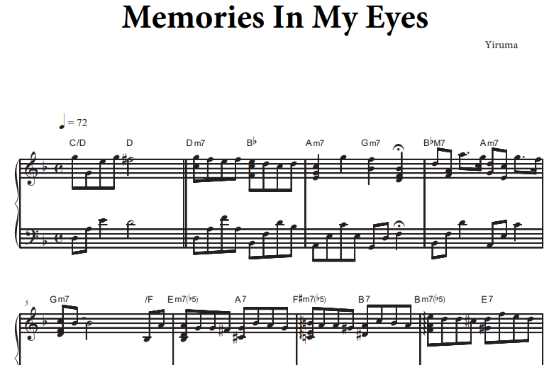 Yiruma-Memories In My Eyes Free Sheet Music PDF for Piano