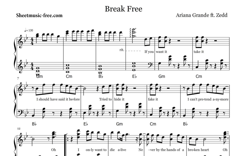 Zedd-Break Free Sheet Music PDF for Piano