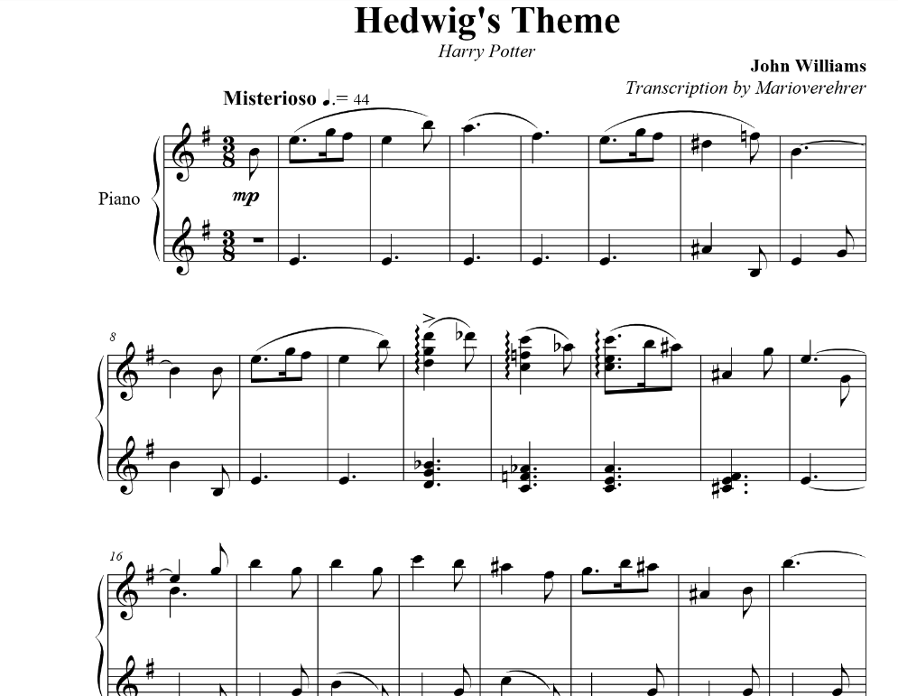Harry Potter Hedwig’s Theme Sheet Music