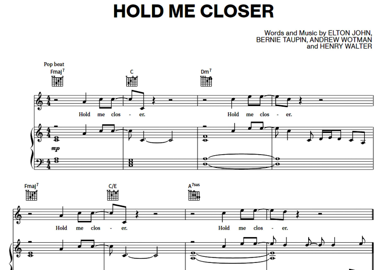 Elton John, Britney Spears-Hold Me Closer Free Sheet Music PDF for Piano