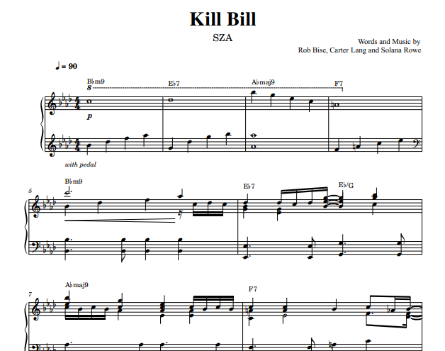SZA-Kill Bill Free Sheet Music PDF for Piano
