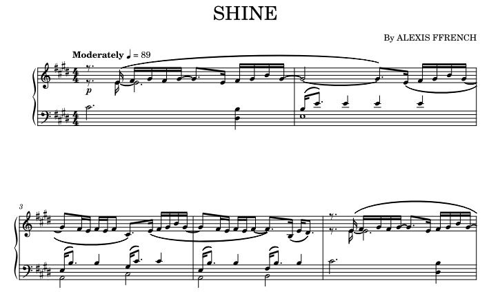 Alexis Ffrench-Shine Free Sheet Music PDF for Piano