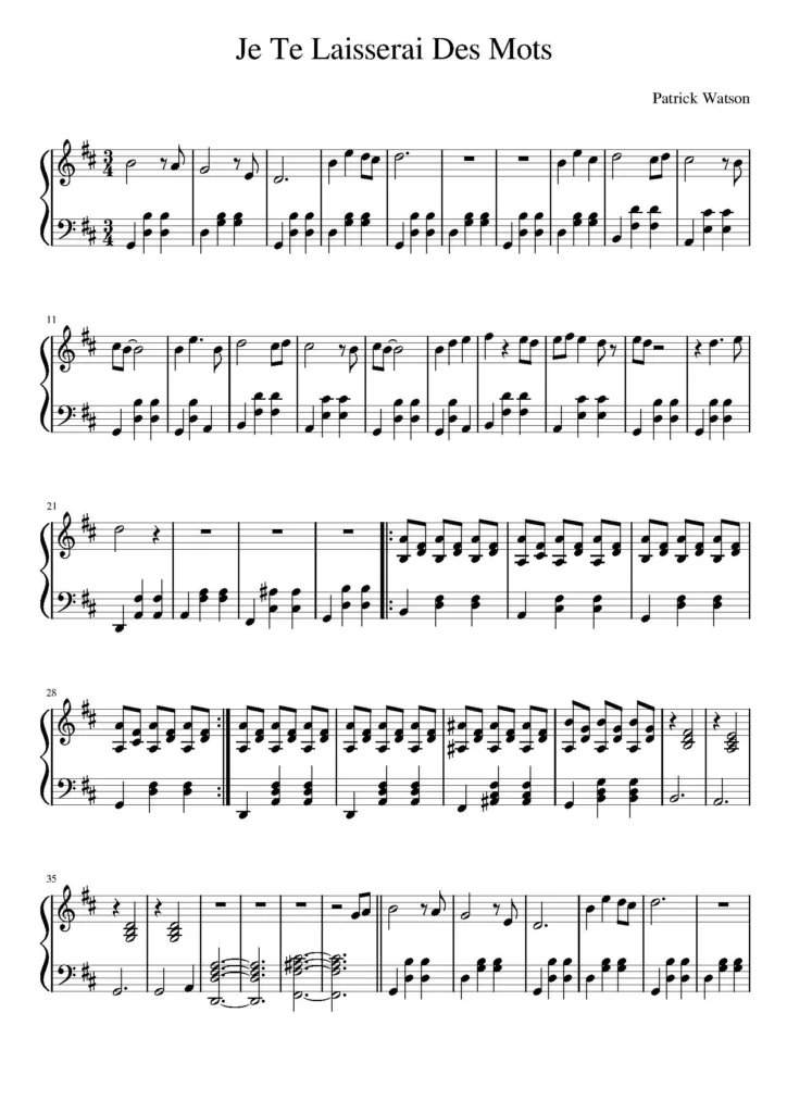 Je Te Laisserai Des Mots Patrick Watson thepianonotes Sayfa 1