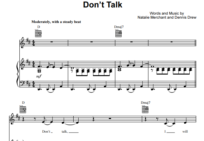 10000 Maniacs-Don’t Talk Free Sheet Music PDF for Piano