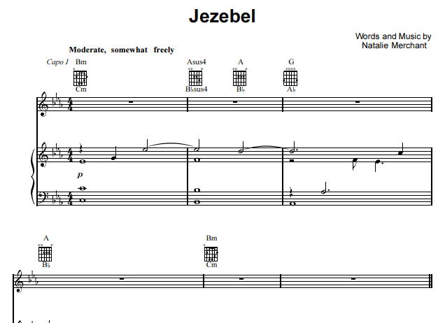 10000 Maniacs-Jezebel Free Sheet Music PDF for Piano
