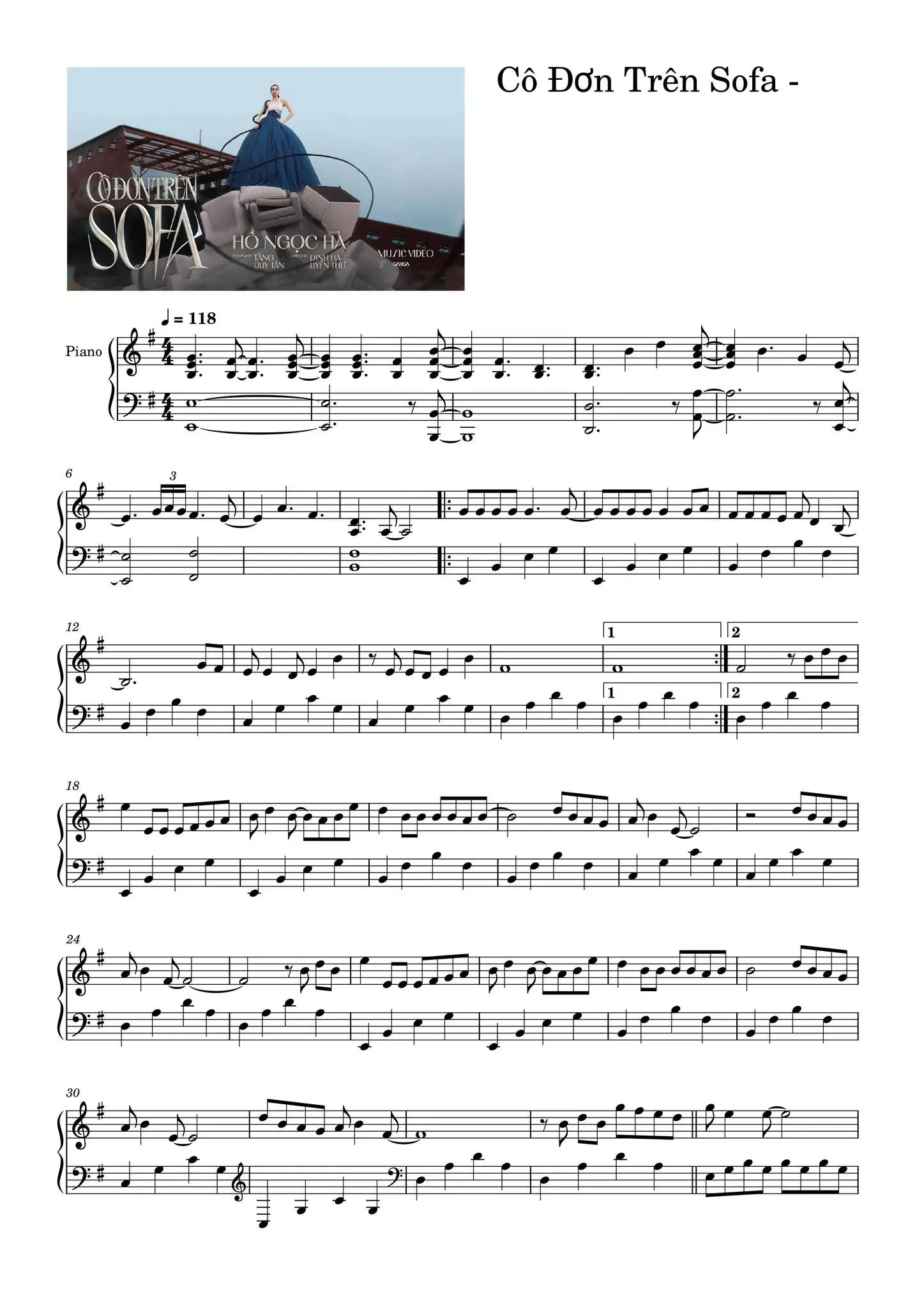 Co Don Tren Sofa Free Sheet Music