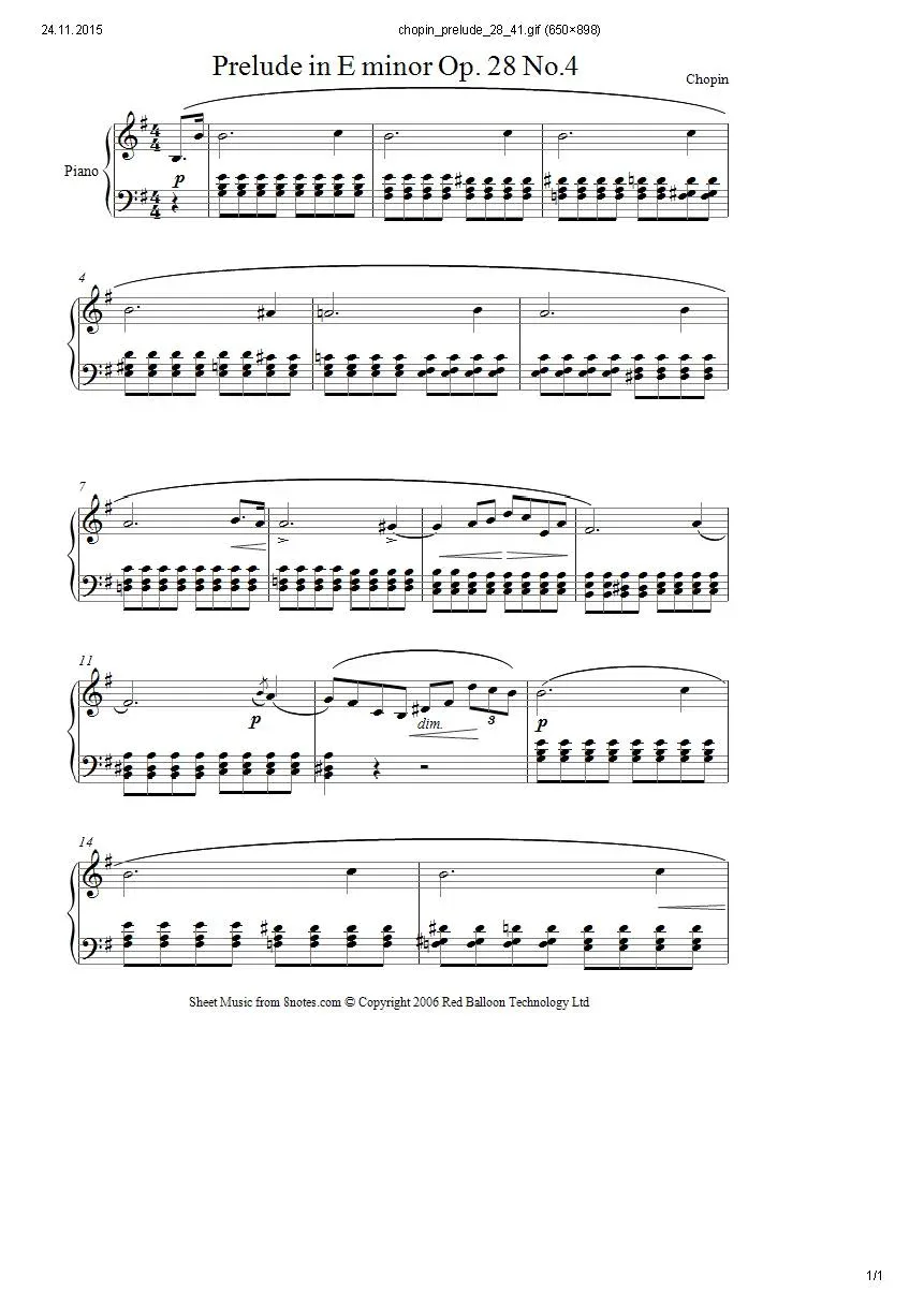 Chopin Prelude E Minor